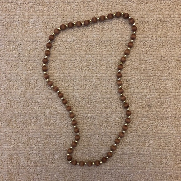 Vintage brown silk & gold bead pullover necklace - Picture 5 of 5